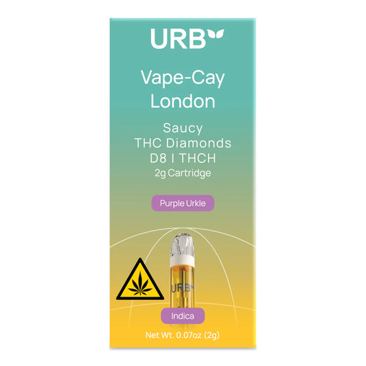 URB - SAUCY THC DIAMONDS CARTRIDGE LIVE RESIN D8 2.2G CART VAPE-CAY LONDON - 6 PACK