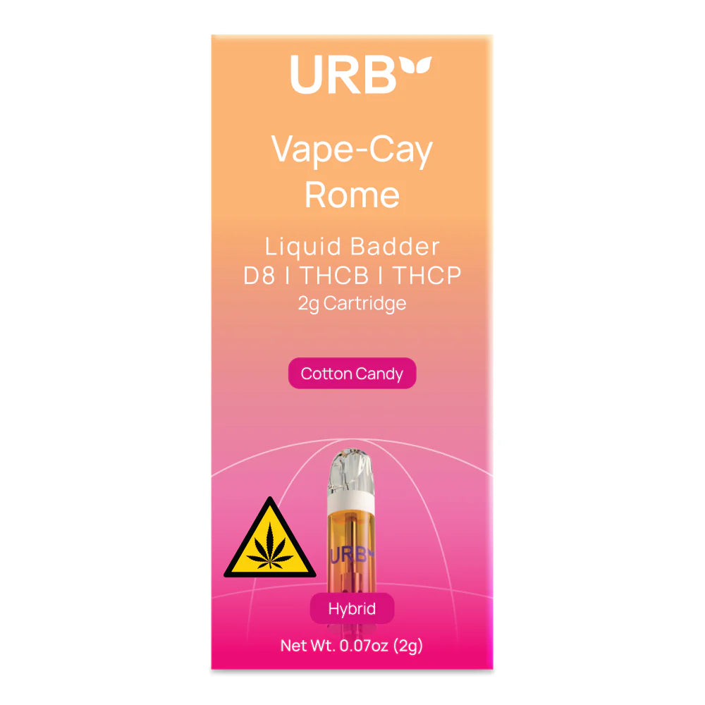 URB - D8|THCA|THCB|THCP| VAPE-CAY ROME LIQUID BADDER - 2G CARTRIDGE - 6PACK/BOX