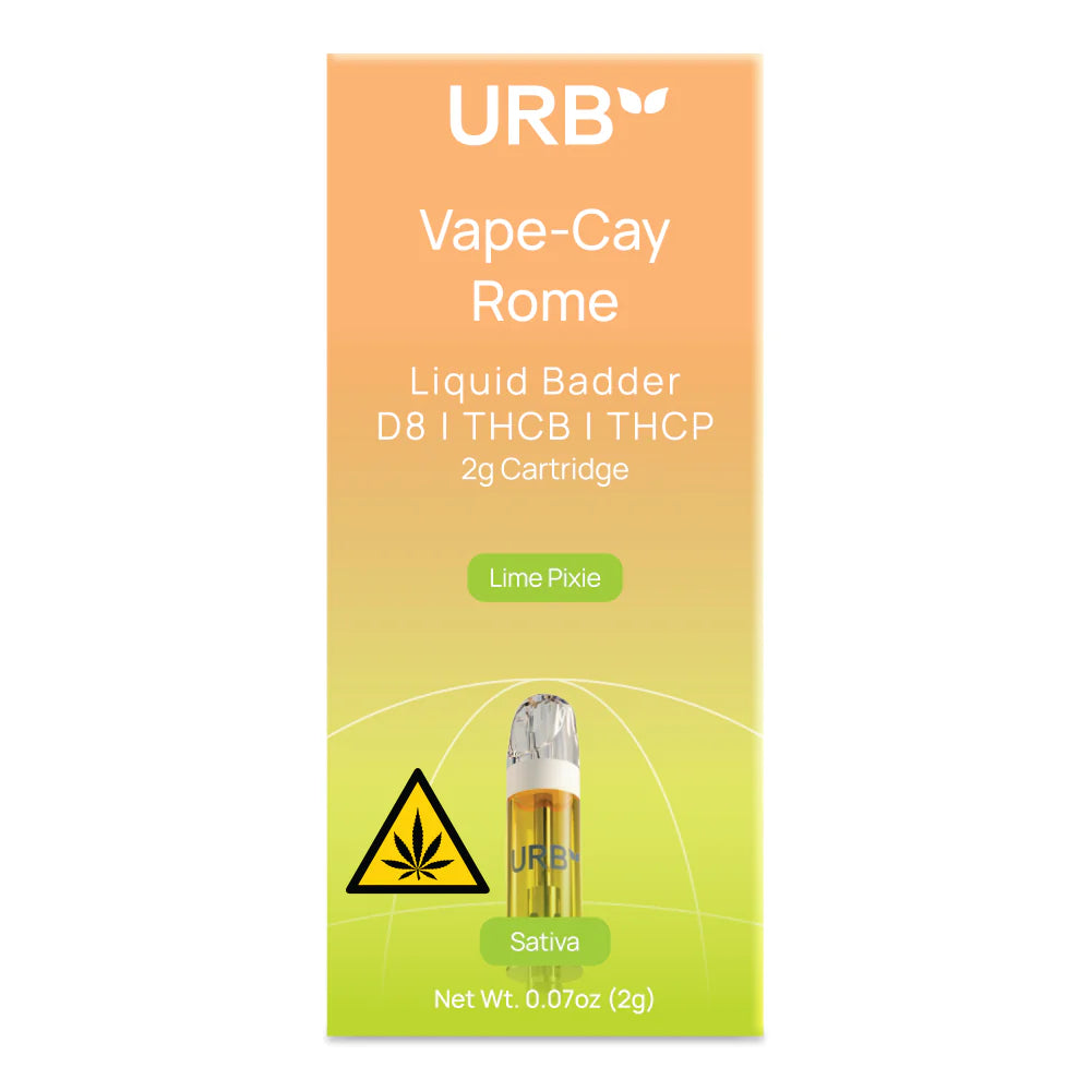 URB - D8|THCA|THCB|THCP| VAPE-CAY ROME LIQUID BADDER - 2G CARTRIDGE - 6PACK/BOX