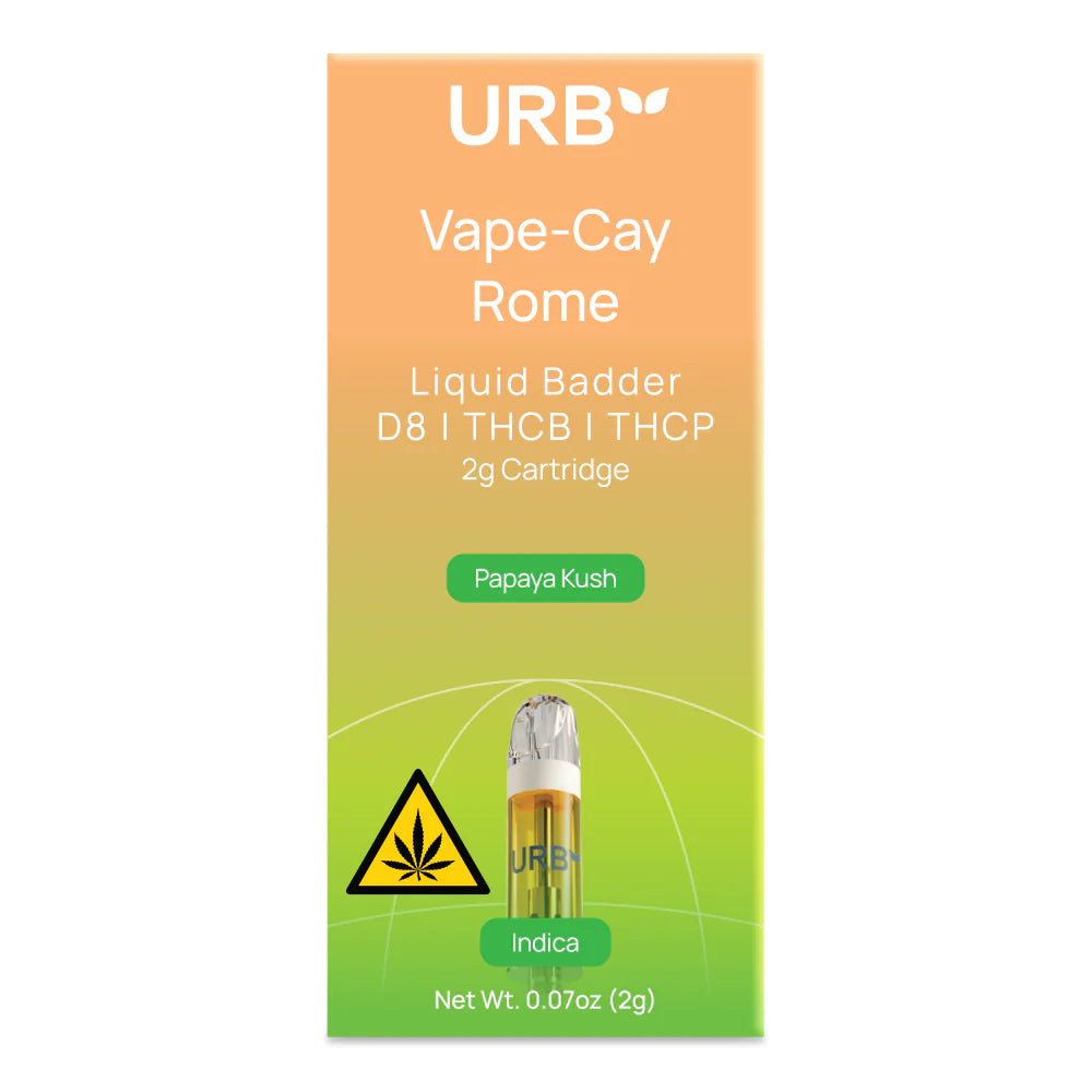 URB - D8|THCA|THCB|THCP| VAPE-CAY ROME LIQUID BADDER - 2G CARTRIDGE - 6PACK/BOX