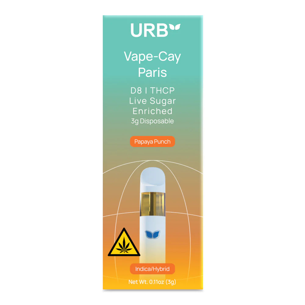 URB - D8|THCA|THCP| VAPE - CAY PARIS LIVE SUGAR - 3G DISPOSABLE - 6PACK/BOX