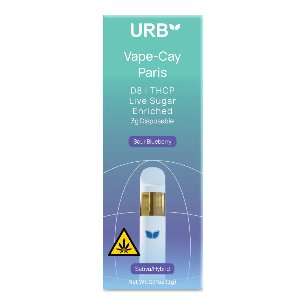 URB - D8|THCA|THCP| VAPE - CAY PARIS LIVE SUGAR - 3G DISPOSABLE - 6PACK/BOX
