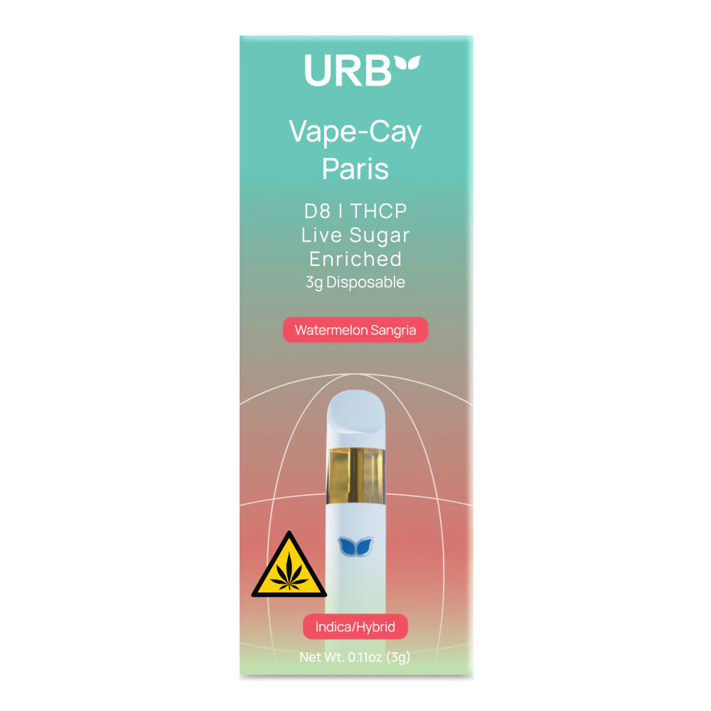 URB - D8|THCA|THCP| VAPE - CAY PARIS LIVE SUGAR - 3G DISPOSABLE - 6PACK/BOX