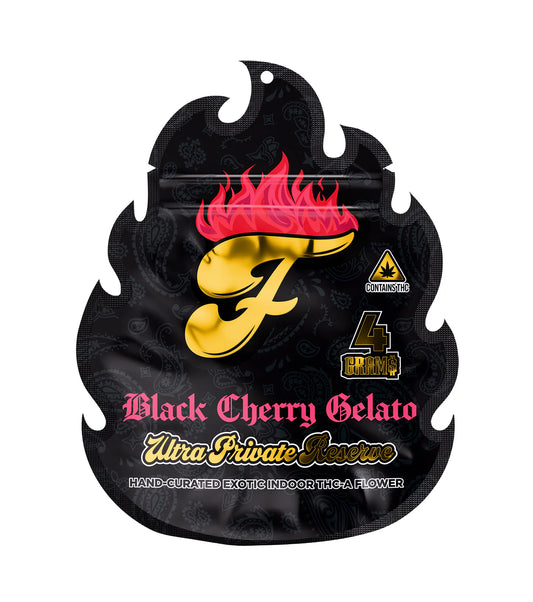 FUEGO - BLACK CHERRY GELATO (HYBRID-29.687%) ULTRA PRIVATE RESERVE HAND-CURATED EXOTIC INDOOR THC-A FLOWER | 4GM-BAG |