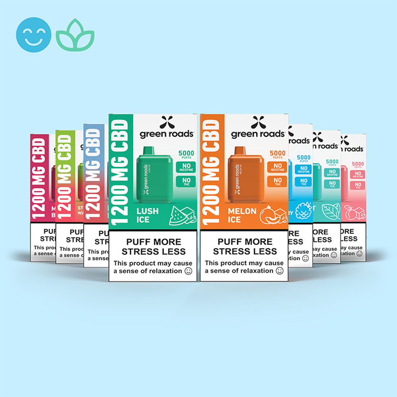 GREEN ROADS - 64 PIECE  PUFF VAPE HORIZONTAL ACRYLIC ASSORMENT DISPLAY