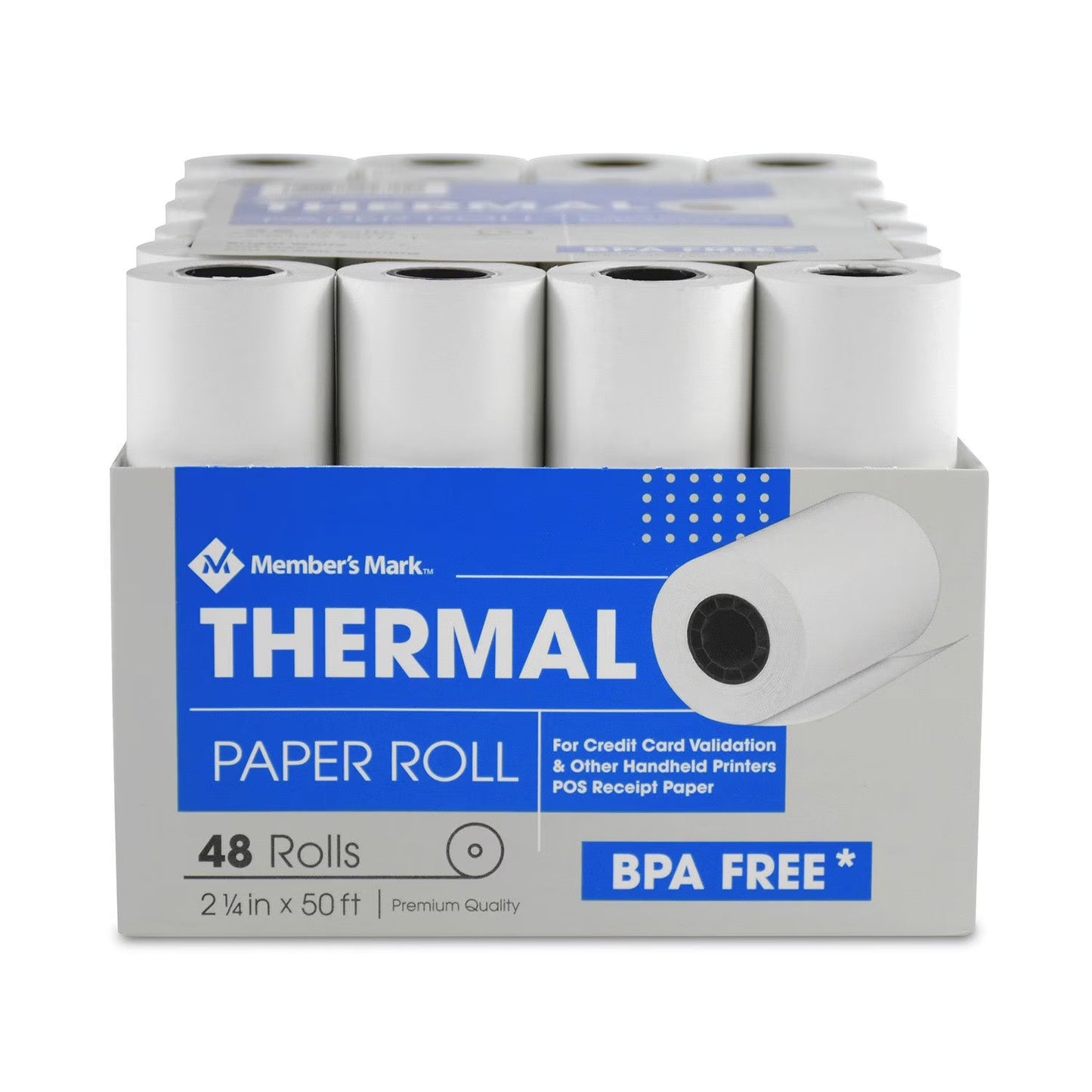 MEMBER'S MARK THERMAL RECEIPT PAPER ROLLS, 2 1/4" X 50' , 48 ROLLS
