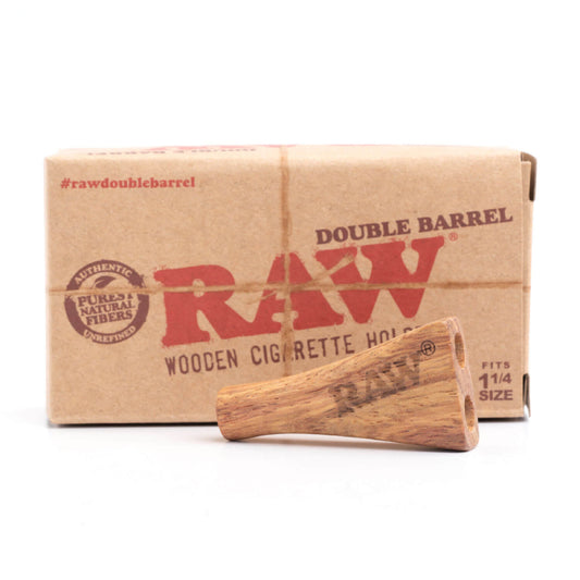 RAW -  DOUBLE BARREL WOODEN CIGARETTE HOLDER 1 1/4 SIZE