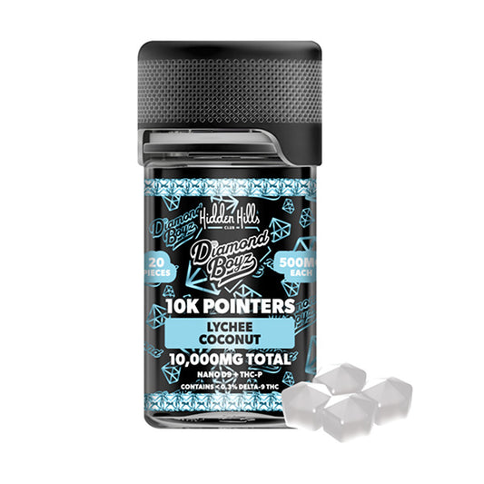 HIDDEN HILLS DIAMOND BOYZ 10K POINTERS NANO D9 + THCP 10,000MG GUMMIES 20CT/ JAR