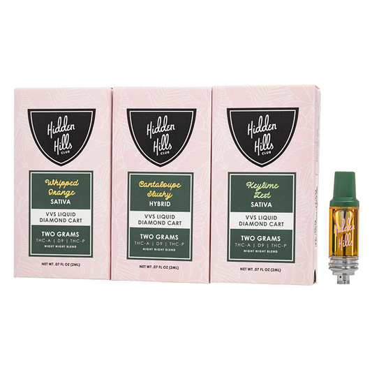HIDDEN HILLS - NIGHT NIGHT BLEND VVS LIQUID DIAMOND THC -A+D9+THC-P 2GM CART 5CT/ BOX