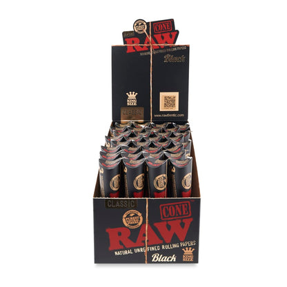 RAW CLASSIC BLACK KING SIZE 3PK CONES POP DISPLAY - 32COUNT/BOX