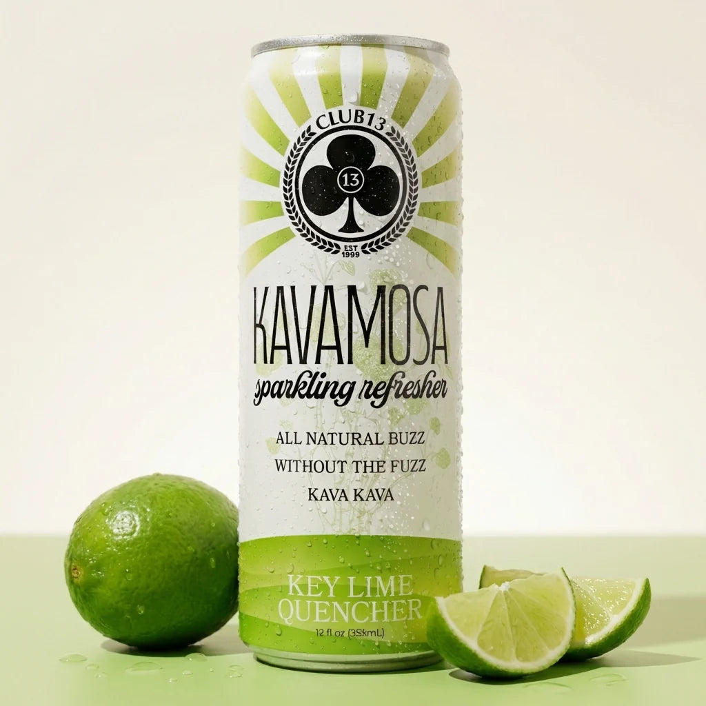CLUB 13 - KEY LIME QUENCHER - KAVA MOSA SPARKLING REFRESHER - 120Z/4PACK