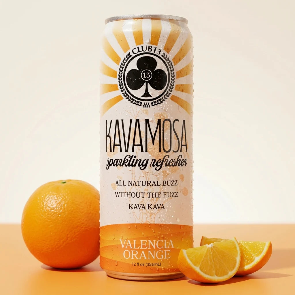 CLUB 13 - VALENCIA ORANGE - KAVA MOSA SPARKLING REFRESHER - 120Z/4PACK