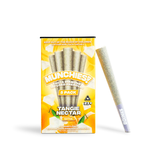 MUNCHIES THC-A DIAMOND INFUSED 1GM PRE ROLLS JOINTS 5PK 10CT/ BOX