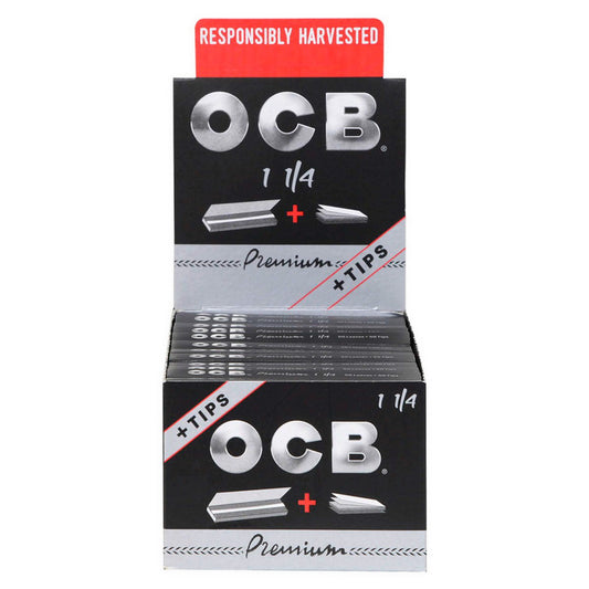 OCB - PREMIUM 1 1/4 SIZE ROLLING PAPER + TIPS | 24CT/ BOX |