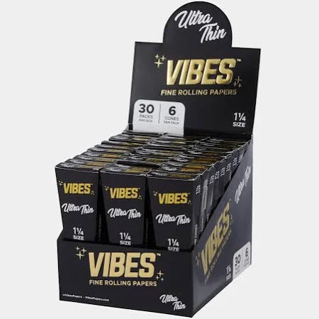 VIBES ULTR THIN FINE ROLLING PAPES CONE 6 PACK BOX OF 30